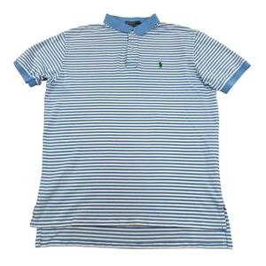 Polo Ralph Lauren Men's Striped Polo Shirt Green Logo Blue White Large‎